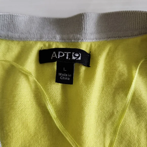 Apt 9 Neon Yellow V-Neck Button Cardigan Sweater With Light Gray Trim - Picture 6 of 6
